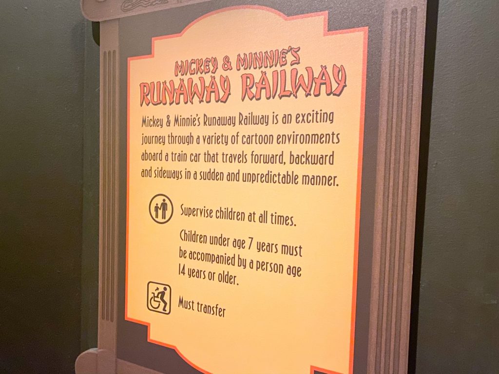 Photo of rules for Mickey and Minnie Runaway Railway