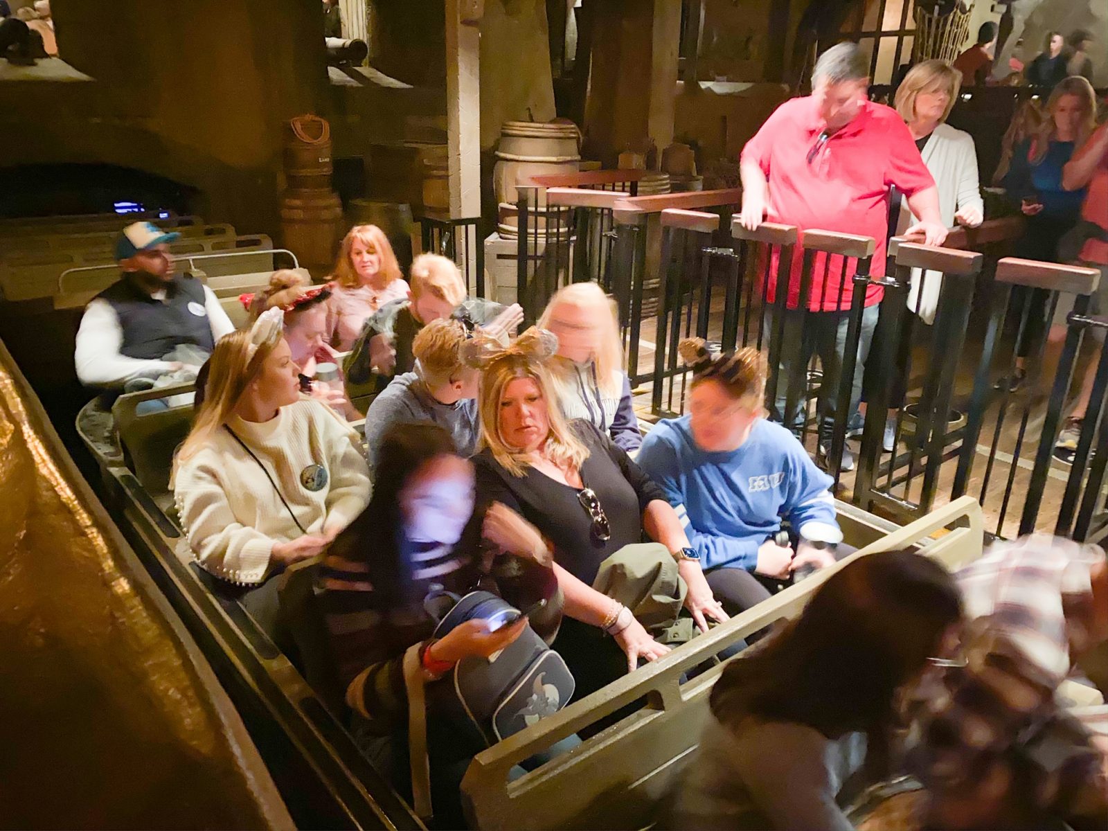 Big thunder mountain; where you place bags under your feet on the ride