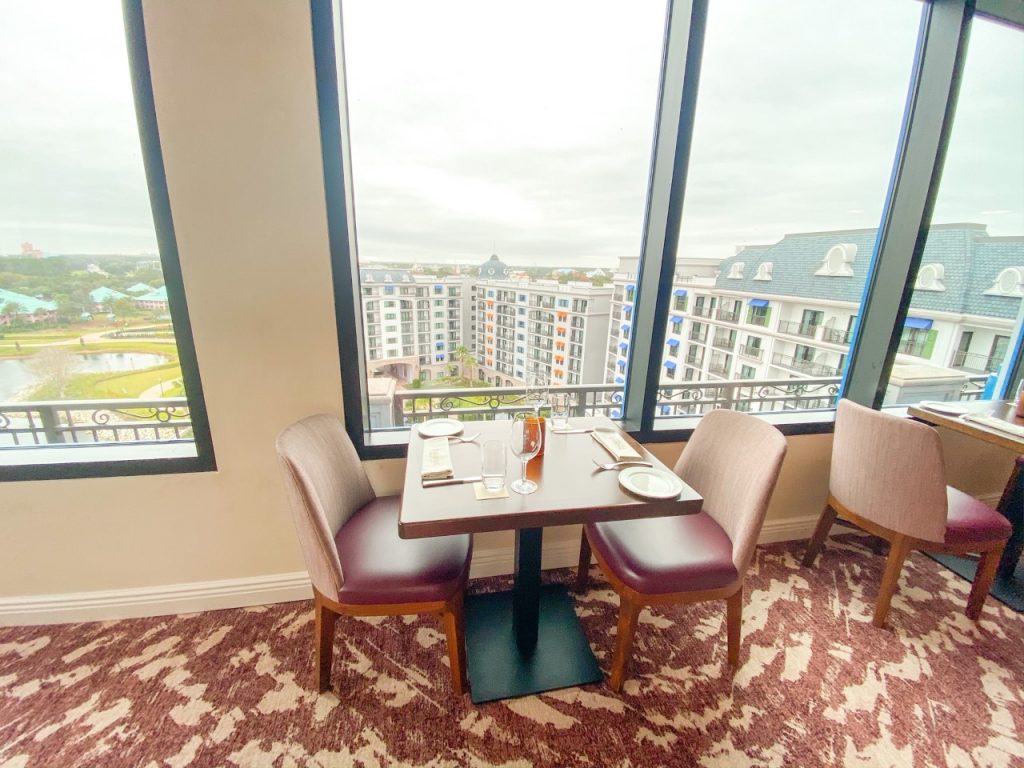 photo of a restaurant with an amazing view; for diners on the deluxe dining plan 