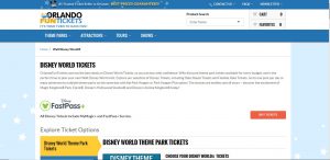 screenshot of orlando fun tickets site