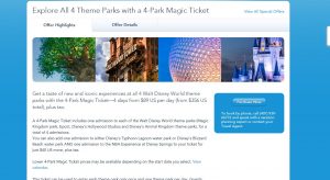 screenshot of four park ticket site