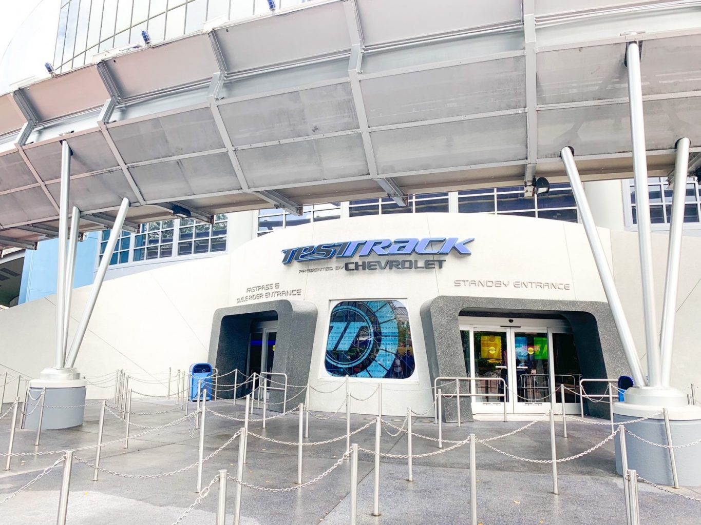 Disney Single Rider Line Test Track outside entrance at Epcot