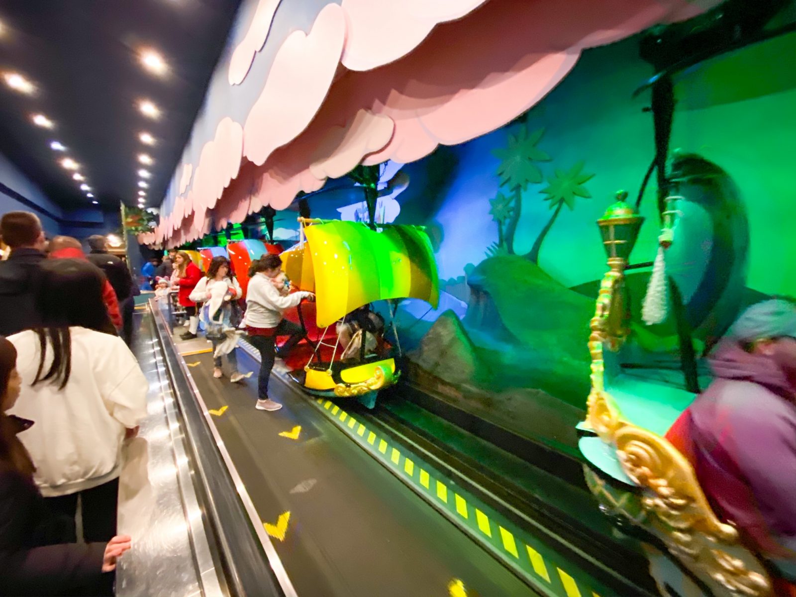 guests entering the flying boats on peter pans flight