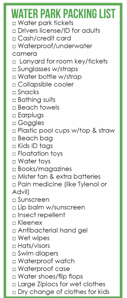 image of water park packing list - completing your list of what to bring to Disney