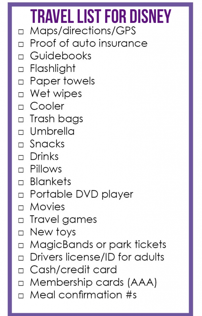 packing list for Disney; what to bring to Disney to make your journey better