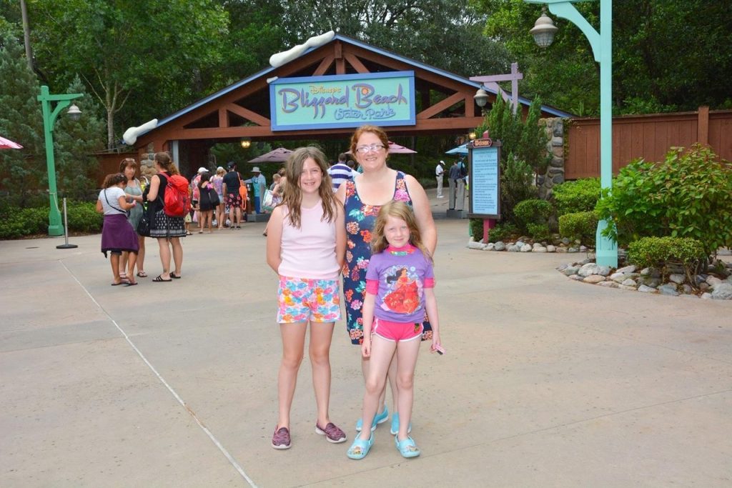 image at Blizzard beach entrance; there are PhotoPass photographers at Disney World Water parks