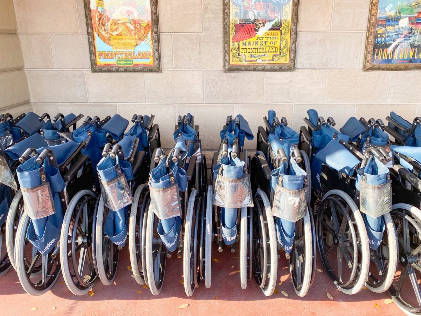 Folded wheelchairs at Disney World