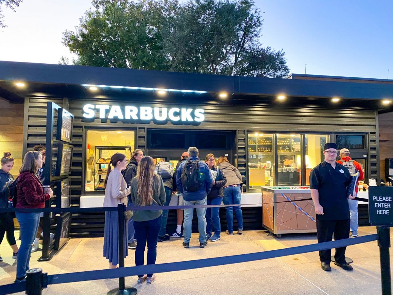 Patrons await their coffee at the Epcot Starbucks location. 