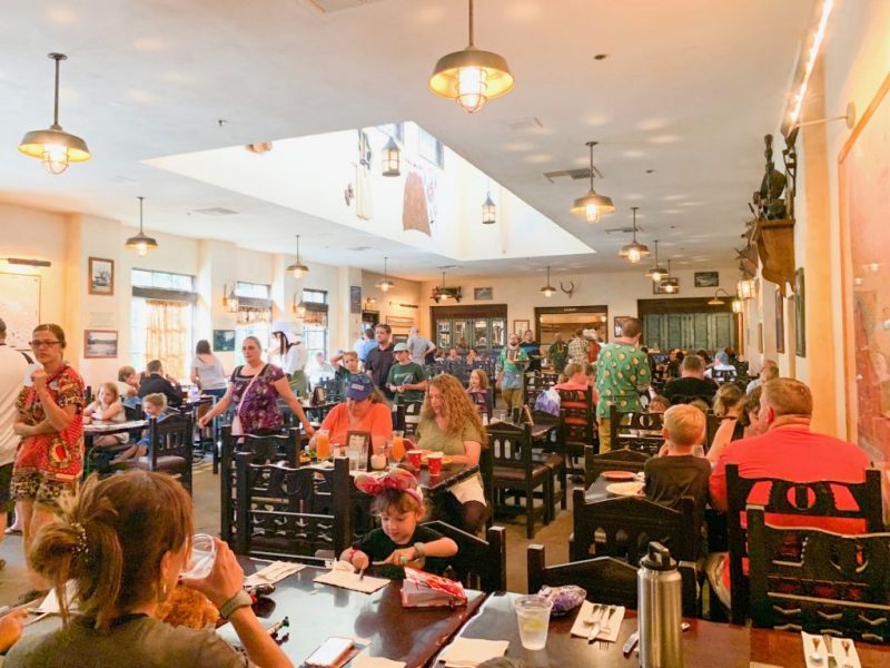 animal kingdom breakfast inside tusker house dining room with families eating