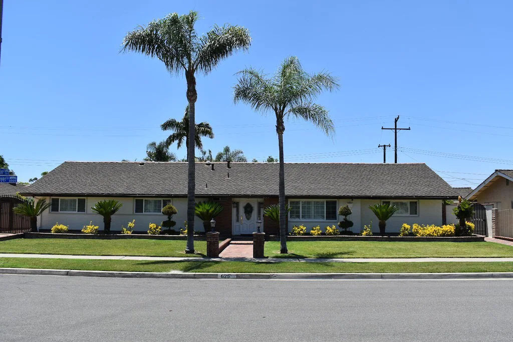 outside of the entire house at the Anaheim house