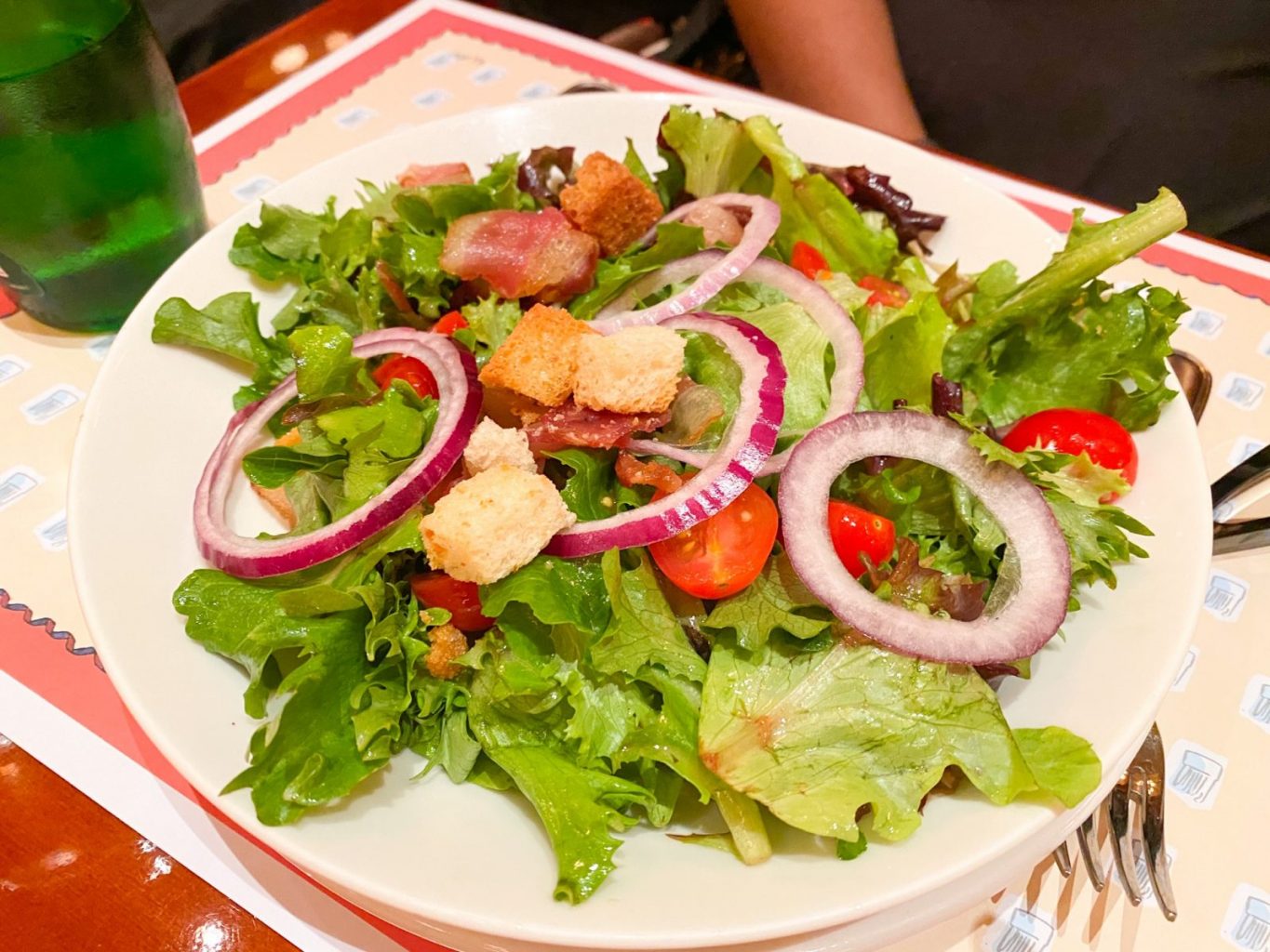 getting sick at disney salad portion to emphasize eating healthy