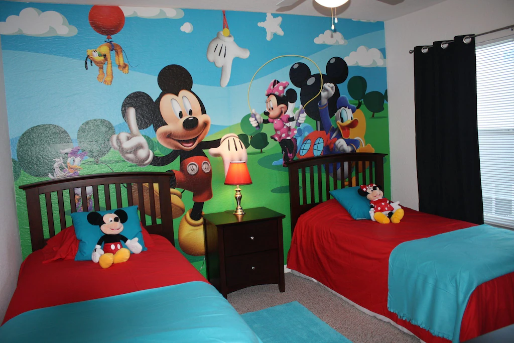 the Mickey Mouse themed bedroom at the Disney Dream Home VRBO