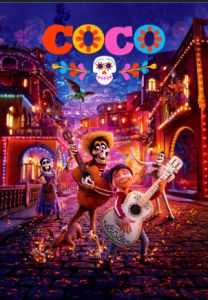 boy and skeleton playing guitars in front of colorful background Disney Halloween movies