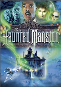 man with ghosts over a creepy old mansion Disney Halloween movies