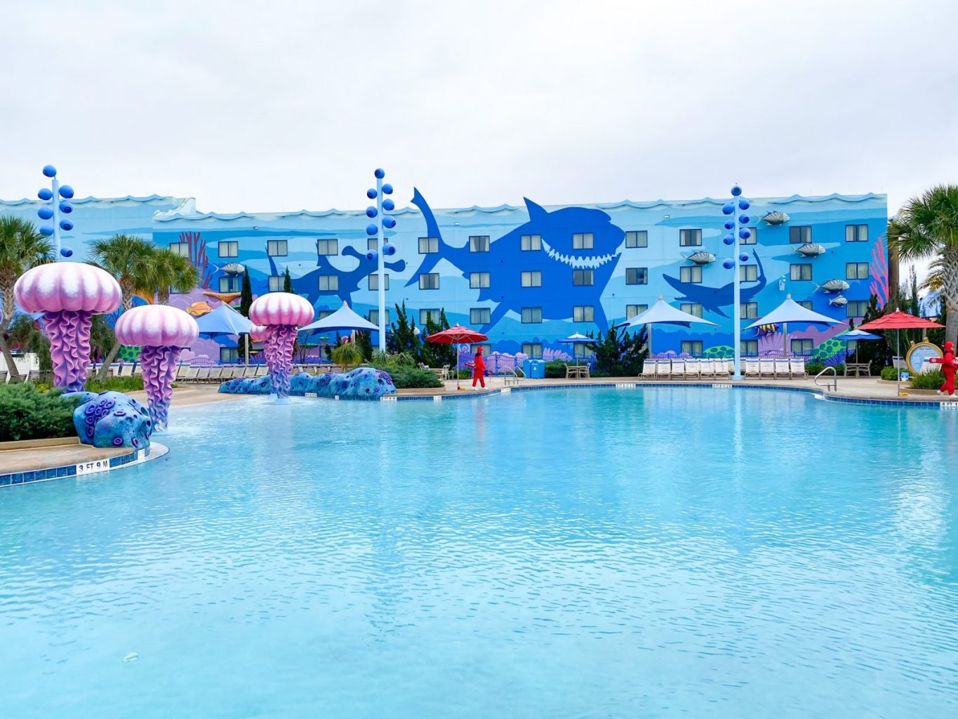 view of the spacious pool at zero-depth entry at Art of Animation