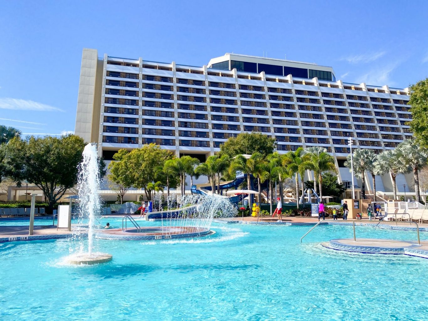 view of the water features in the Contemporary Resort pool