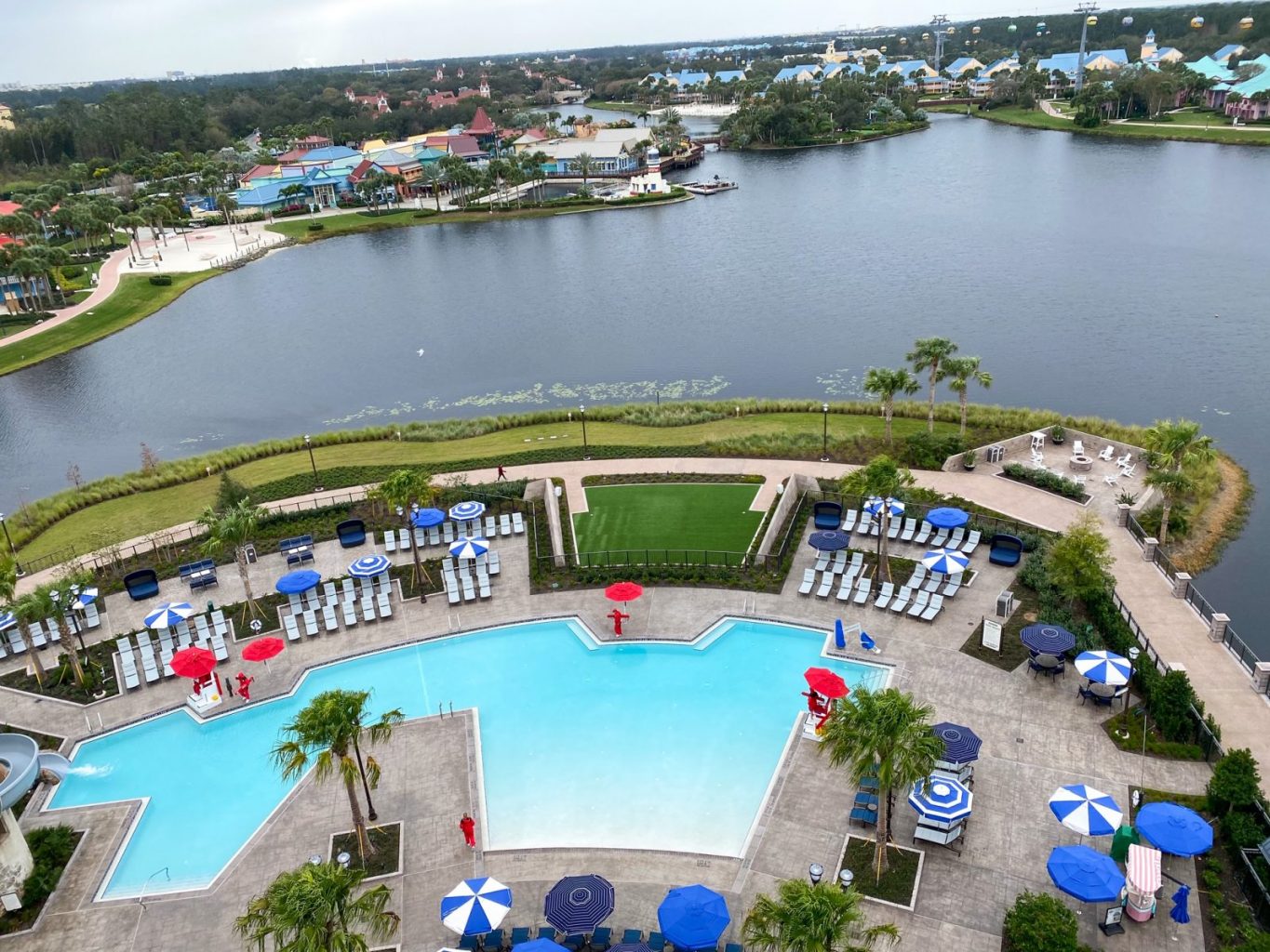 bird's eye view of the Riviera resort pool