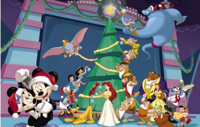Disney family in their Disney Christmas movie House of Mouse
