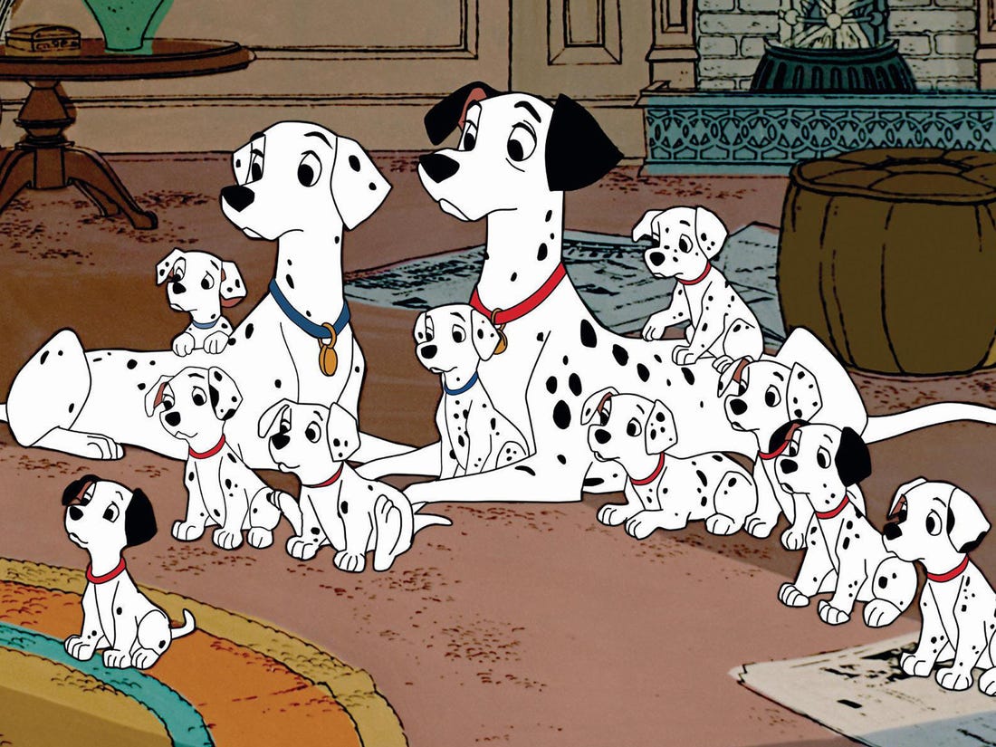 The dalmatian family from 101 Dalmatians