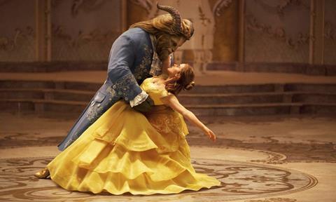 Belle and Beast dancing in Beauty and the Beast