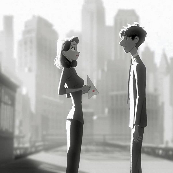 Short animated romantic Disney movie Paperman still