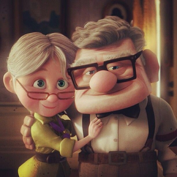 Carl and Ellie pose in this romantic Disney movie