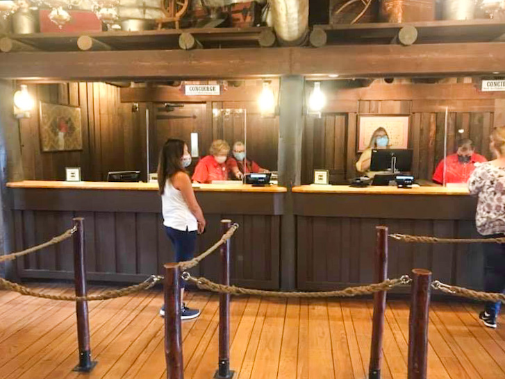 front desk at the reception outpost in fort wilderness