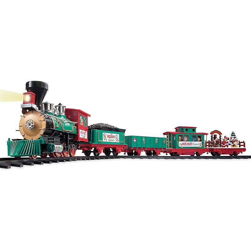 green Christmas train set with five carriages 