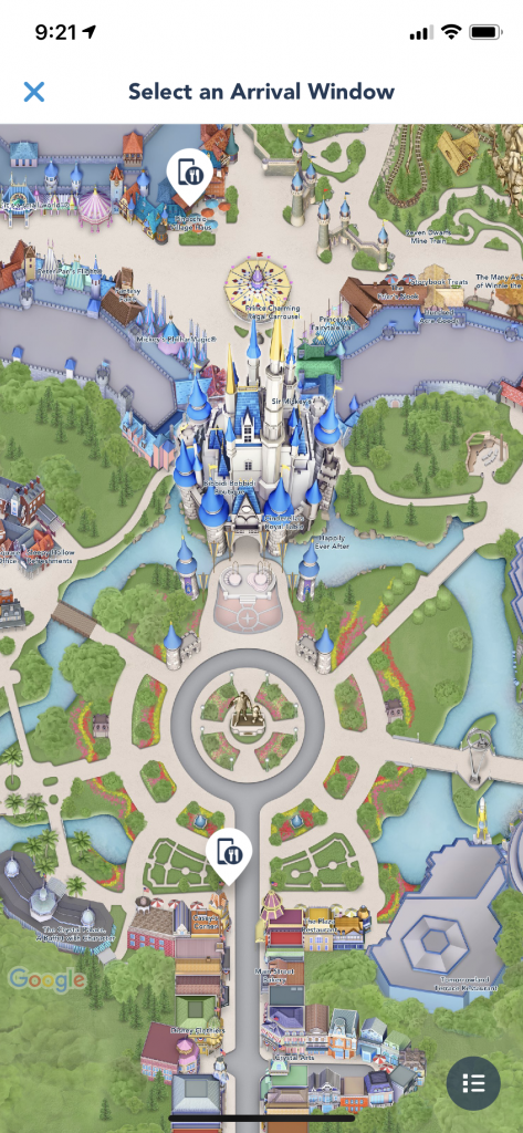 Disney Mobile Ordering map view