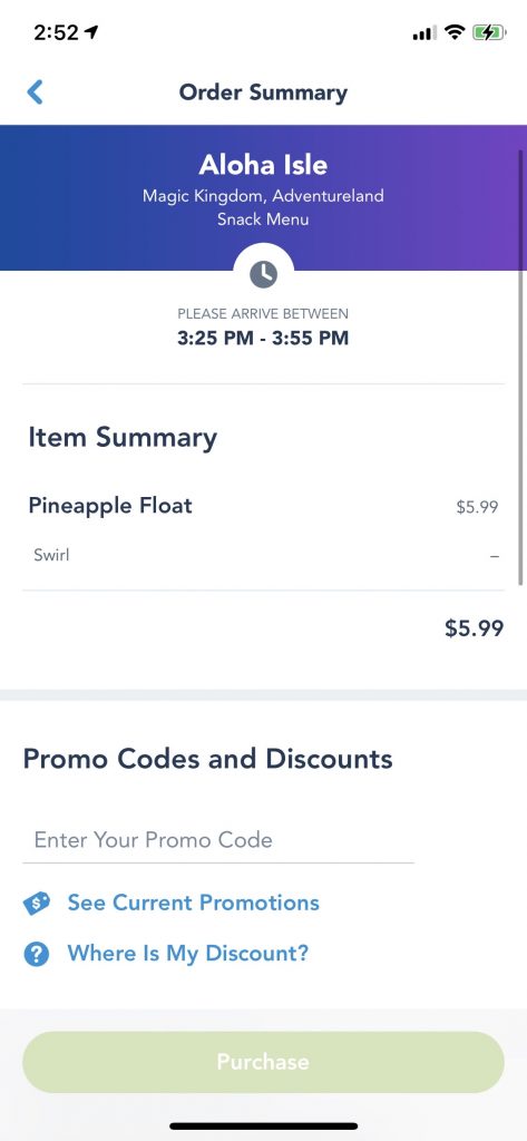 disney mobile ordering place order