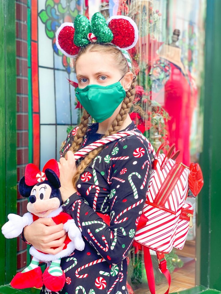 near Disney Christmas 2020 merch being worn on main street