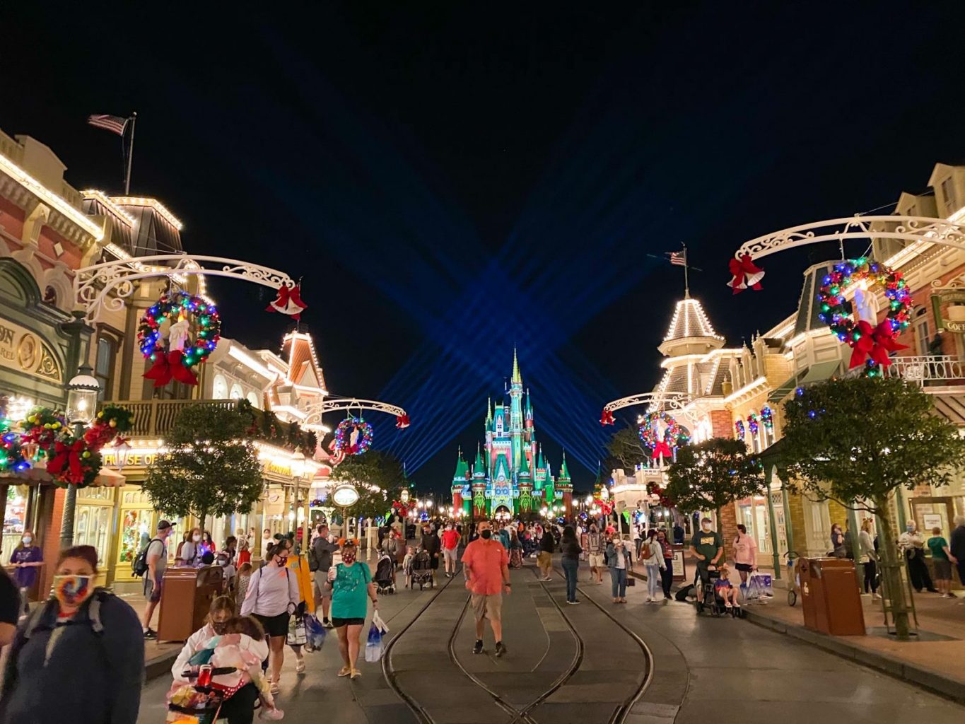 Main Street at Disney at night in 2020