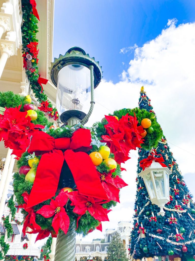 Wreath at Magic Kingdom and Christmas Tree