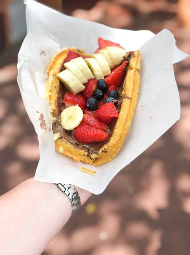 fruit and chocolate dessert waffle