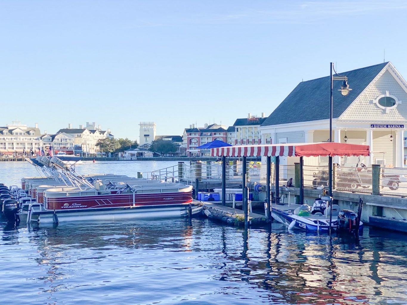 boats for rent on the dock of the Yacht Club Resort