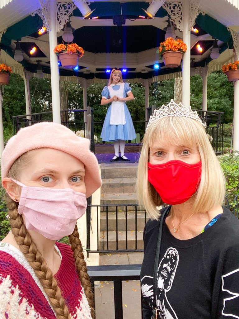 meeting disney characters in masks 