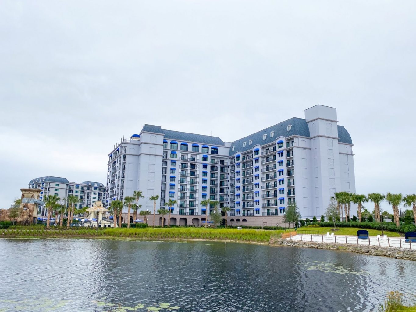 outside view from across the water of Disney's Riviera Resort