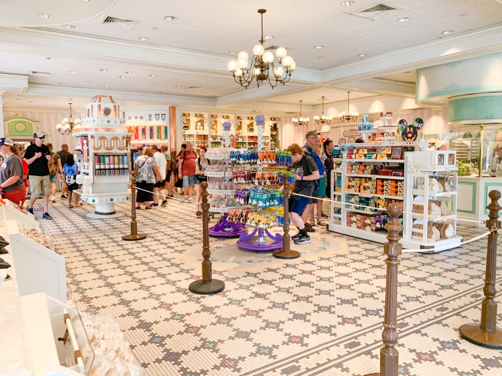shopping at Disney inside The Confectionery on Main Street USA