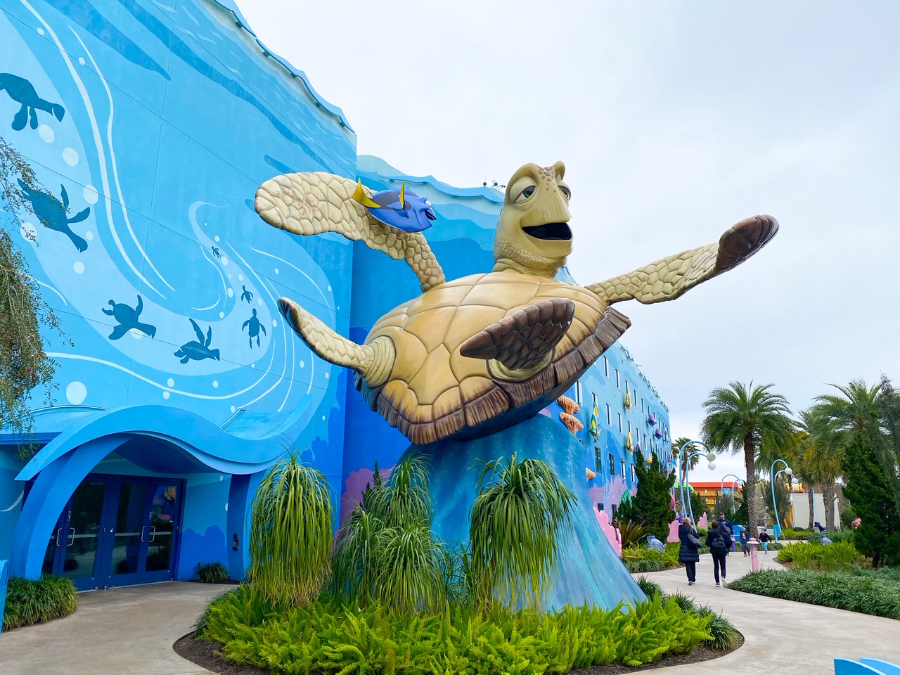 Giant statue of Crush the Sea Turtle at Art of Animation