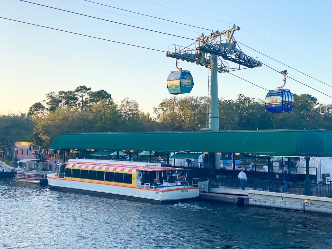 The friendship boats and Skyliner to get to the Epcot International Gateway