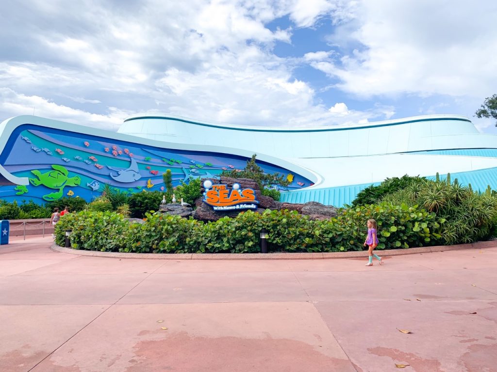outside the entrance to the seas with nemo and friends ride