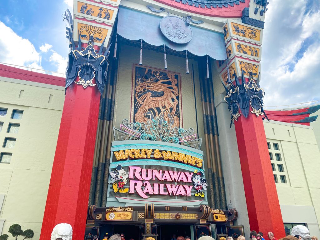 sign at the entrance for Mickey and Minnie's Runaway Railway