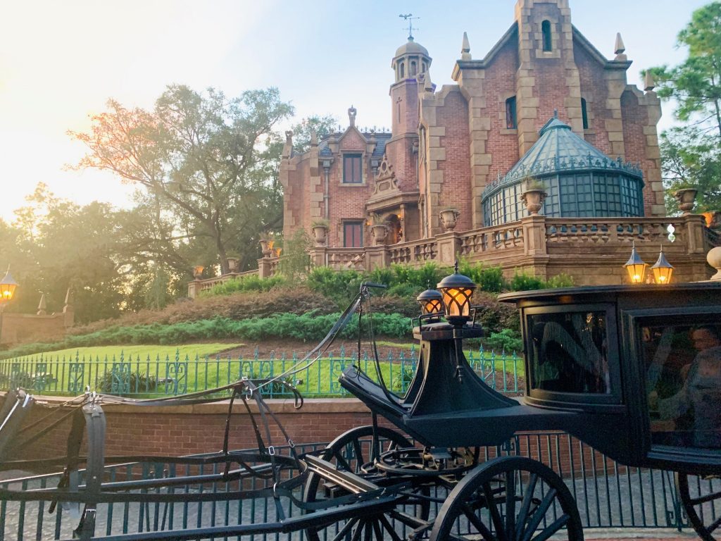 outside of haunted mansion brick building