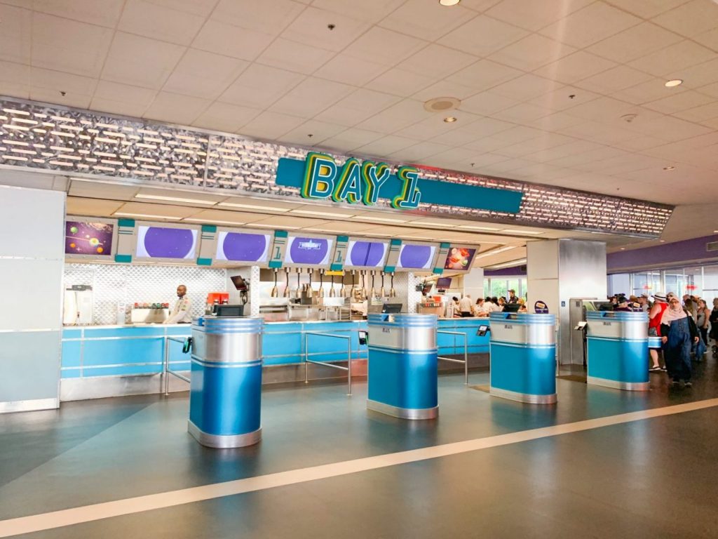 inside of cosmic ray's in Tomorrowland where you can order at Bay 1