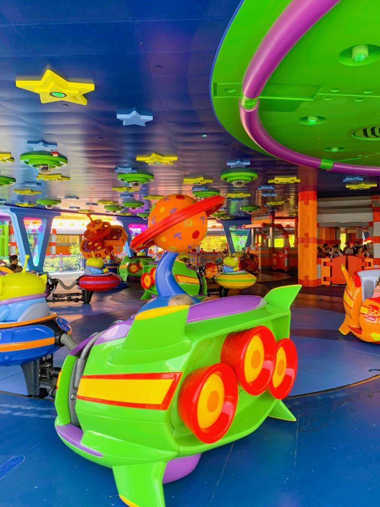 bright and colorful ride vehicles alien swirling saucers best Hollywood Studios rides