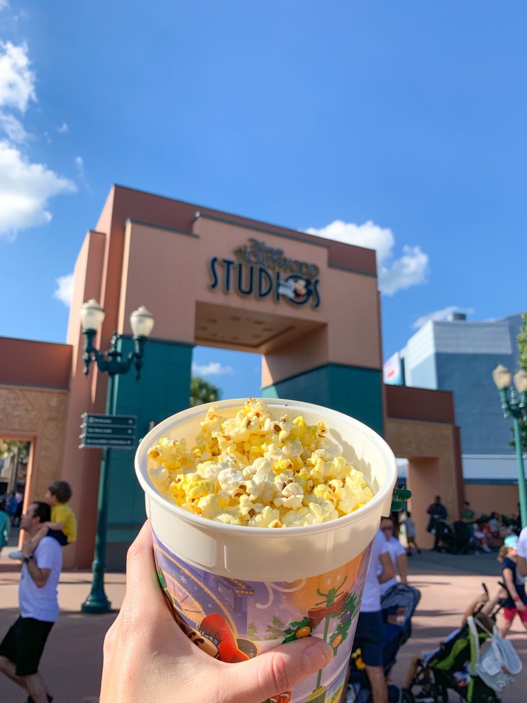 popcorn bucket and hollywood studios sign