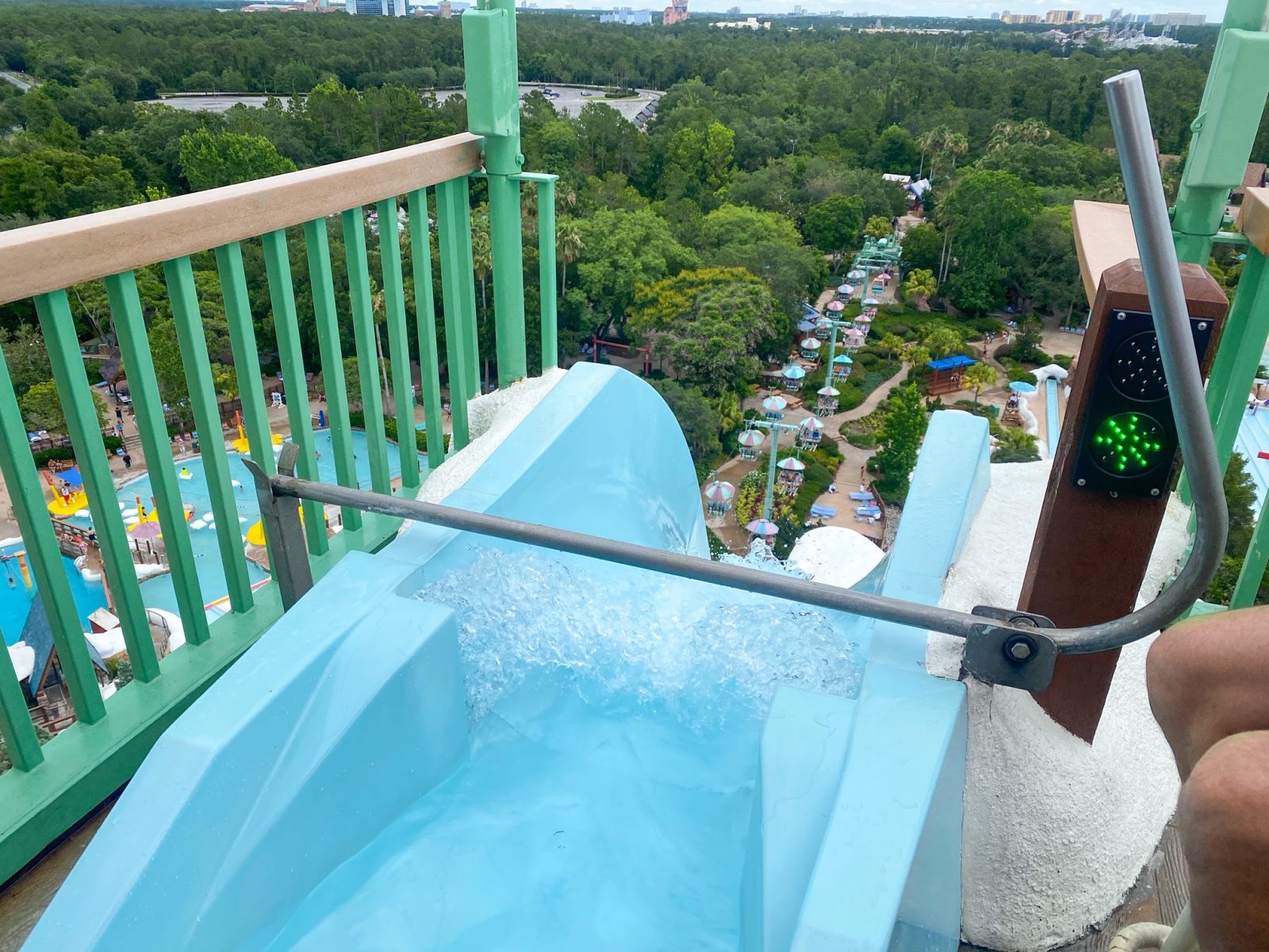 top of water slide at blizzard beach 