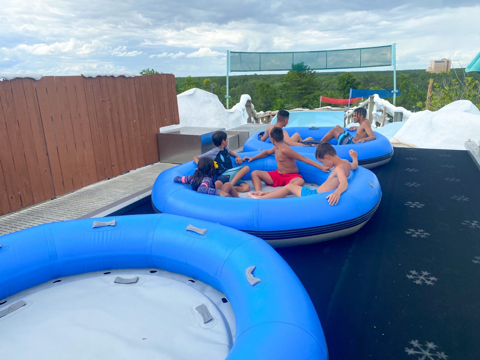 families on blue water ride rafts on teamboat springs