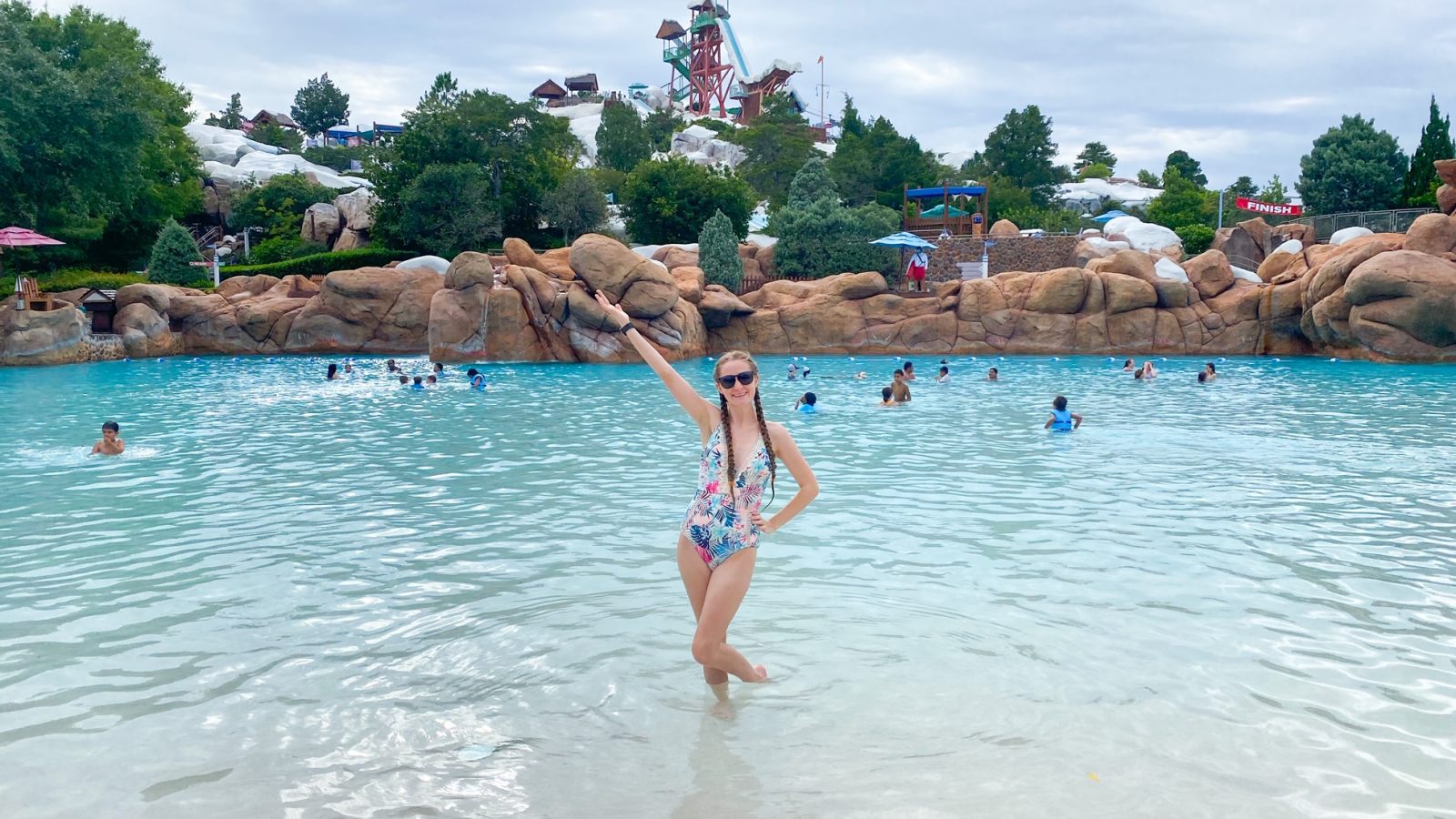 woman in wave pool at Disney's Blizzard Beach