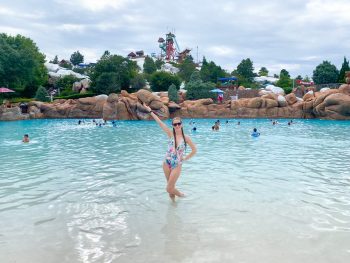 woman in wave pool at Disney's Blizzard Beach